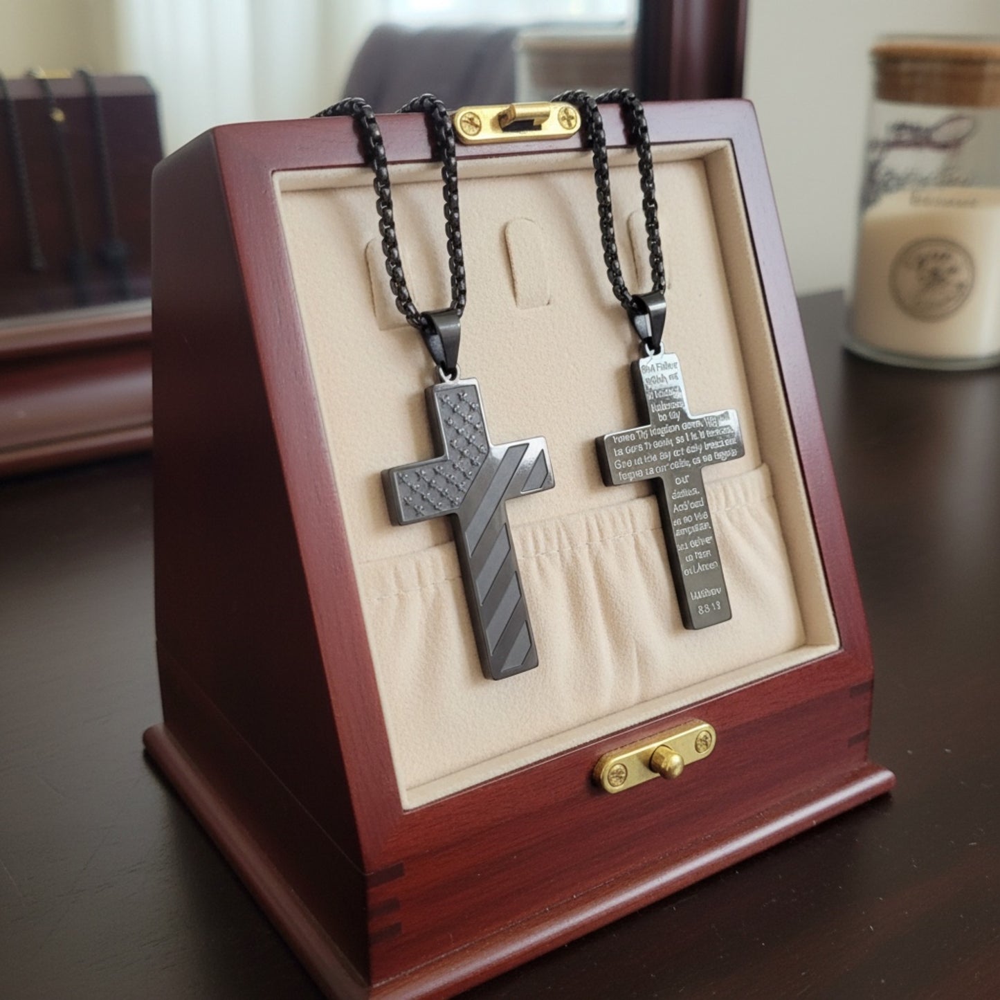 First Responders Cross Necklace with Engraved Lord’s Prayer