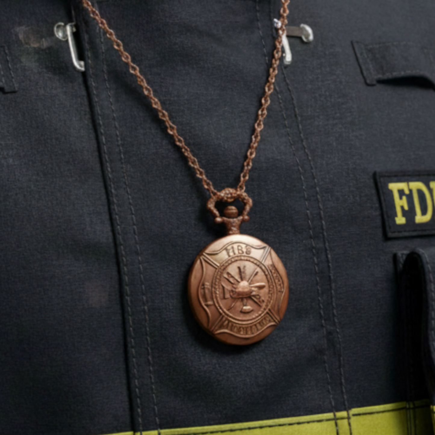 Firefighter Engraved Vintage Bronze Wallet Watch