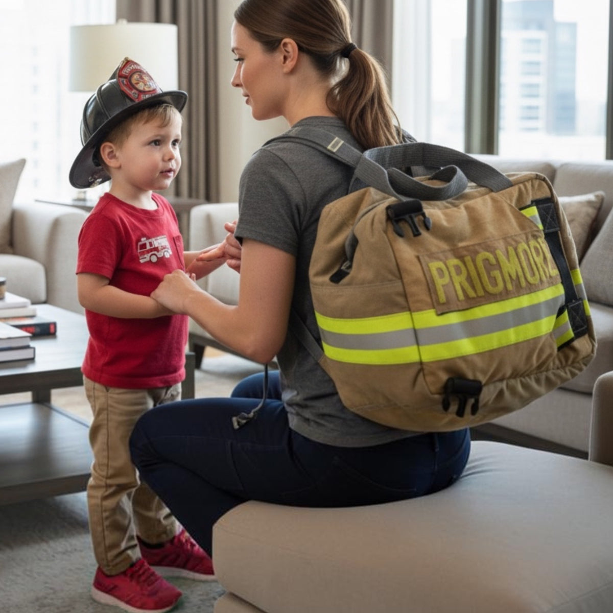 Convertible Firefighter Messenger & Diaper Bag | Double Compartment Backpack