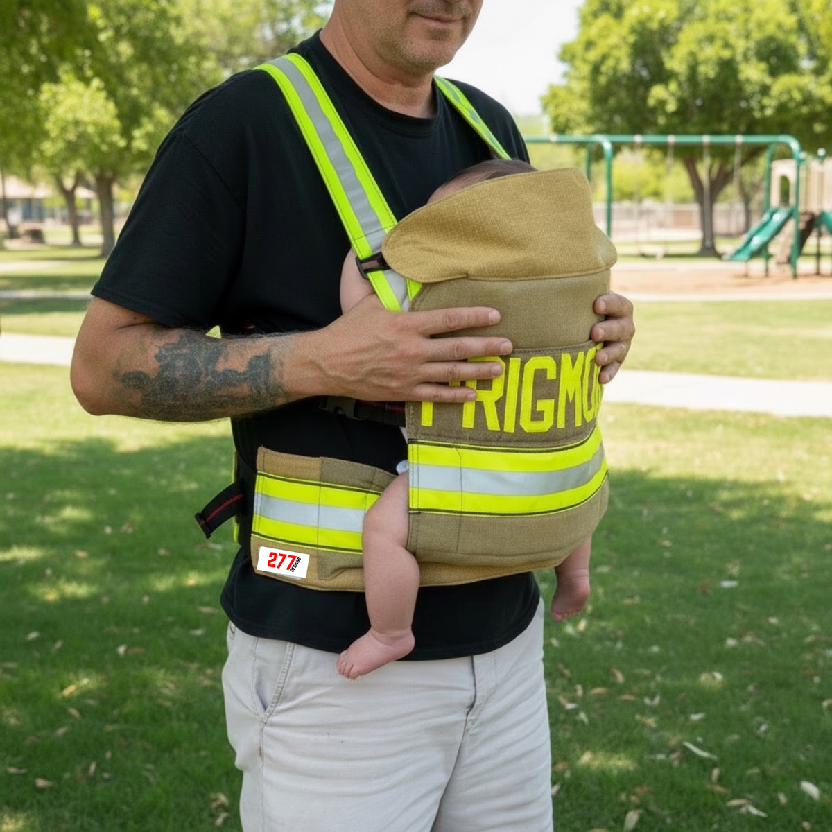 Personalized Firefighter Baby Carrier | Handmade Retired Turnout Gear Baby Carrier