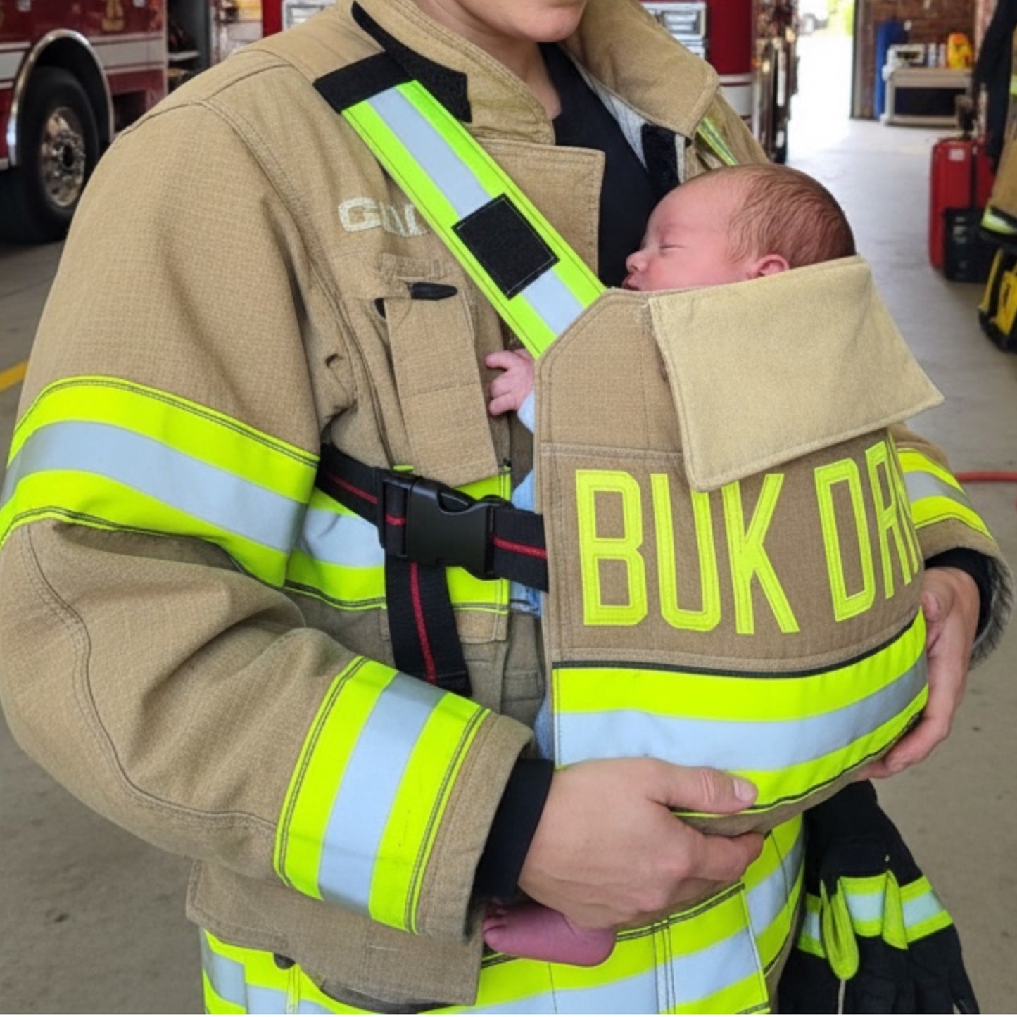Personalized Firefighter Baby Carrier | Handmade Retired Turnout Gear Baby Carrier