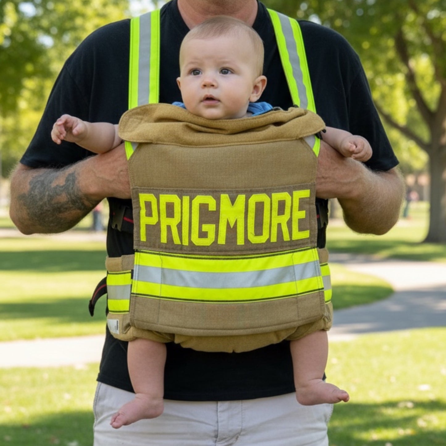 Personalized Firefighter Baby Carrier | Handmade Retired Turnout Gear Baby Carrier