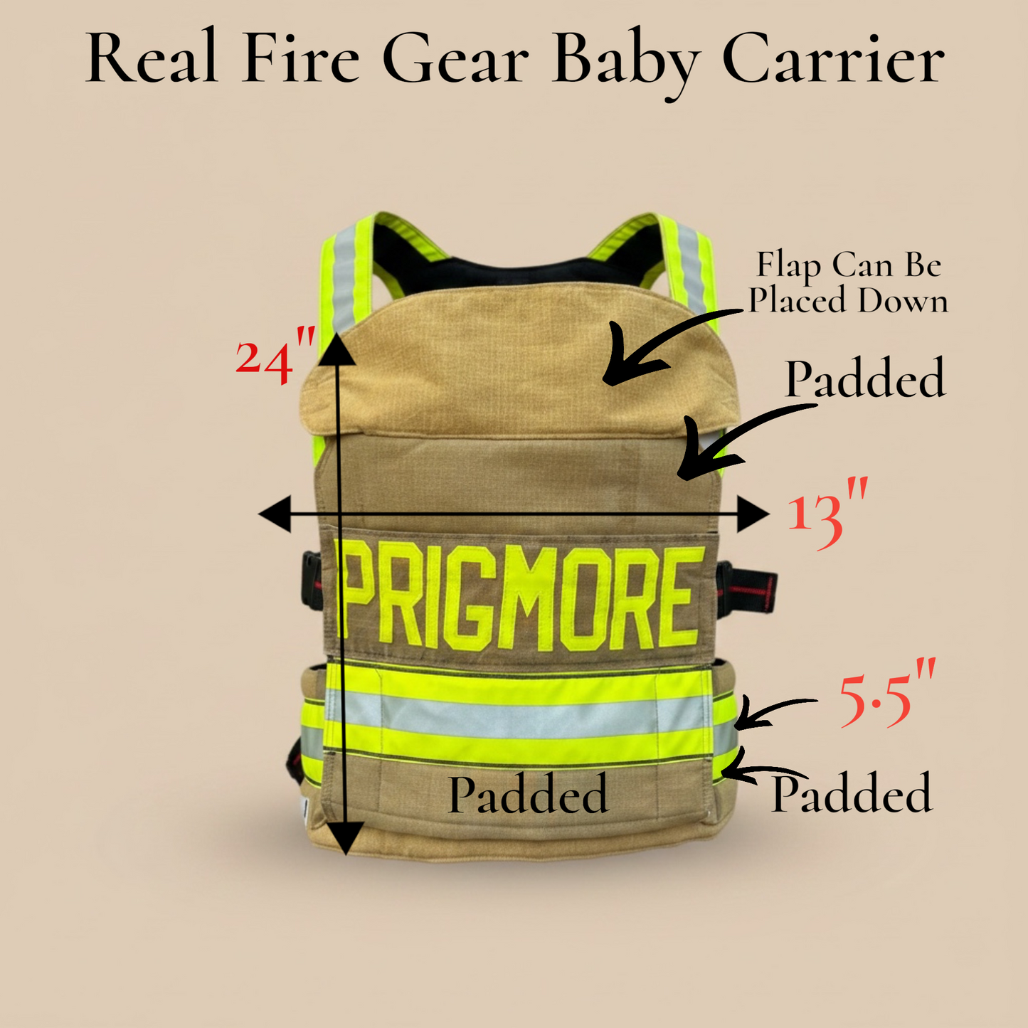 Personalized Firefighter Baby Carrier | Handmade Retired Turnout Gear Baby Carrier
