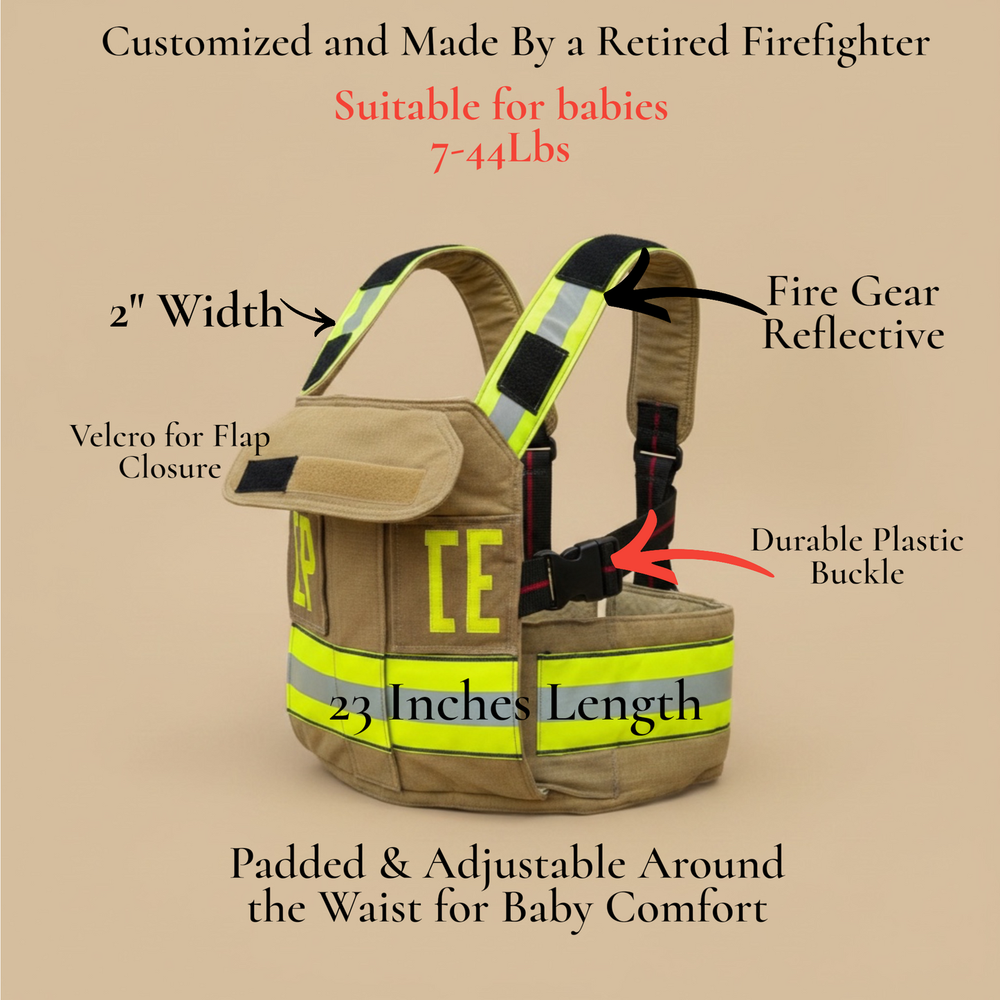 Personalized Firefighter Baby Carrier | Handmade Retired Turnout Gear Baby Carrier