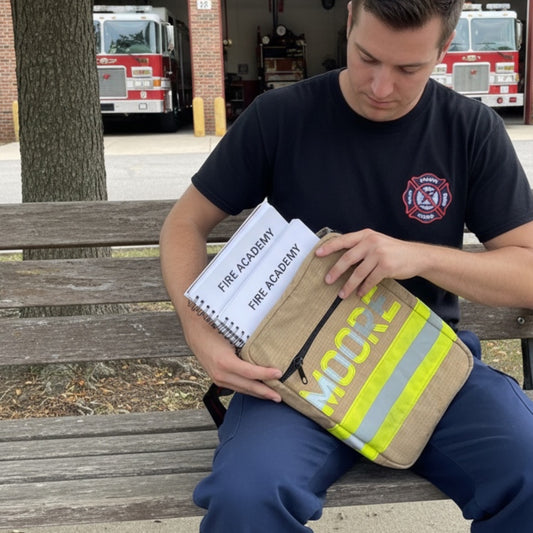 Handmade Retired Turnout Gear Book Cover | Fire Academy Binder & Journal Cover