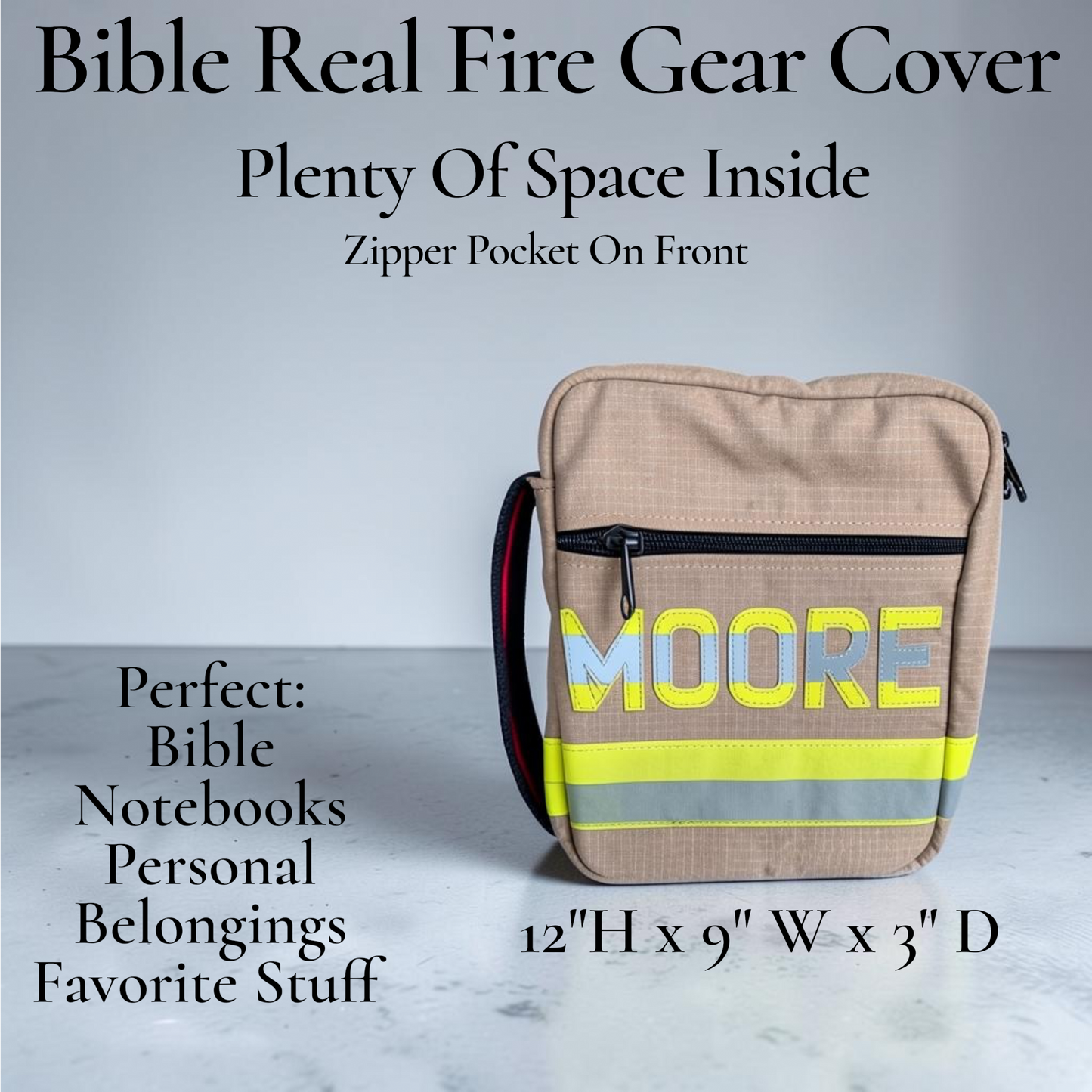 Personalized Firefighter Bible Cover | Handmade Retired Turnout Gear Organizer | Christian Gift