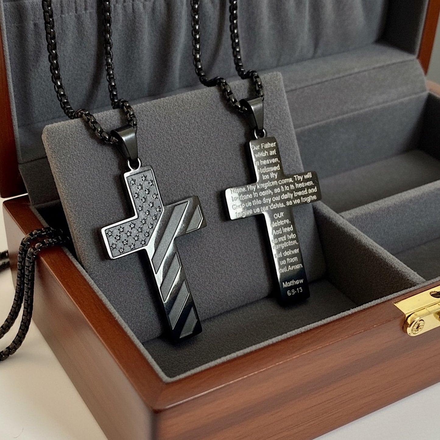 First Responders Cross Necklace with Engraved Lord’s Prayer