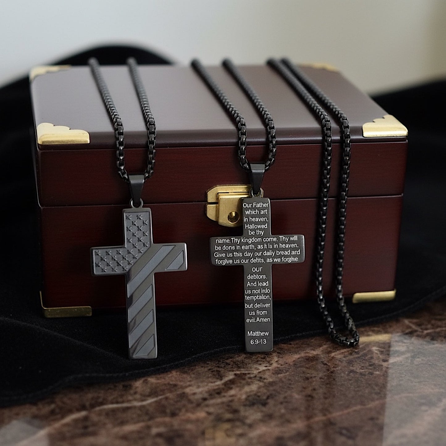 First Responders Cross Necklace with Engraved Lord’s Prayer