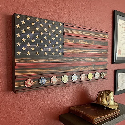 Firefighter Challenge Coin Rack – First Responder Wall Decor