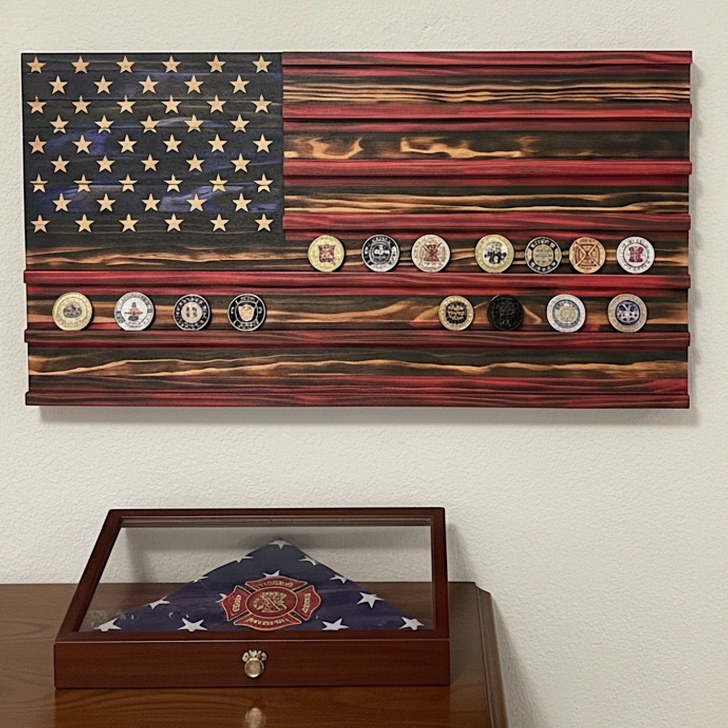 Firefighter Challenge Coin Rack – First Responder Wall Decor