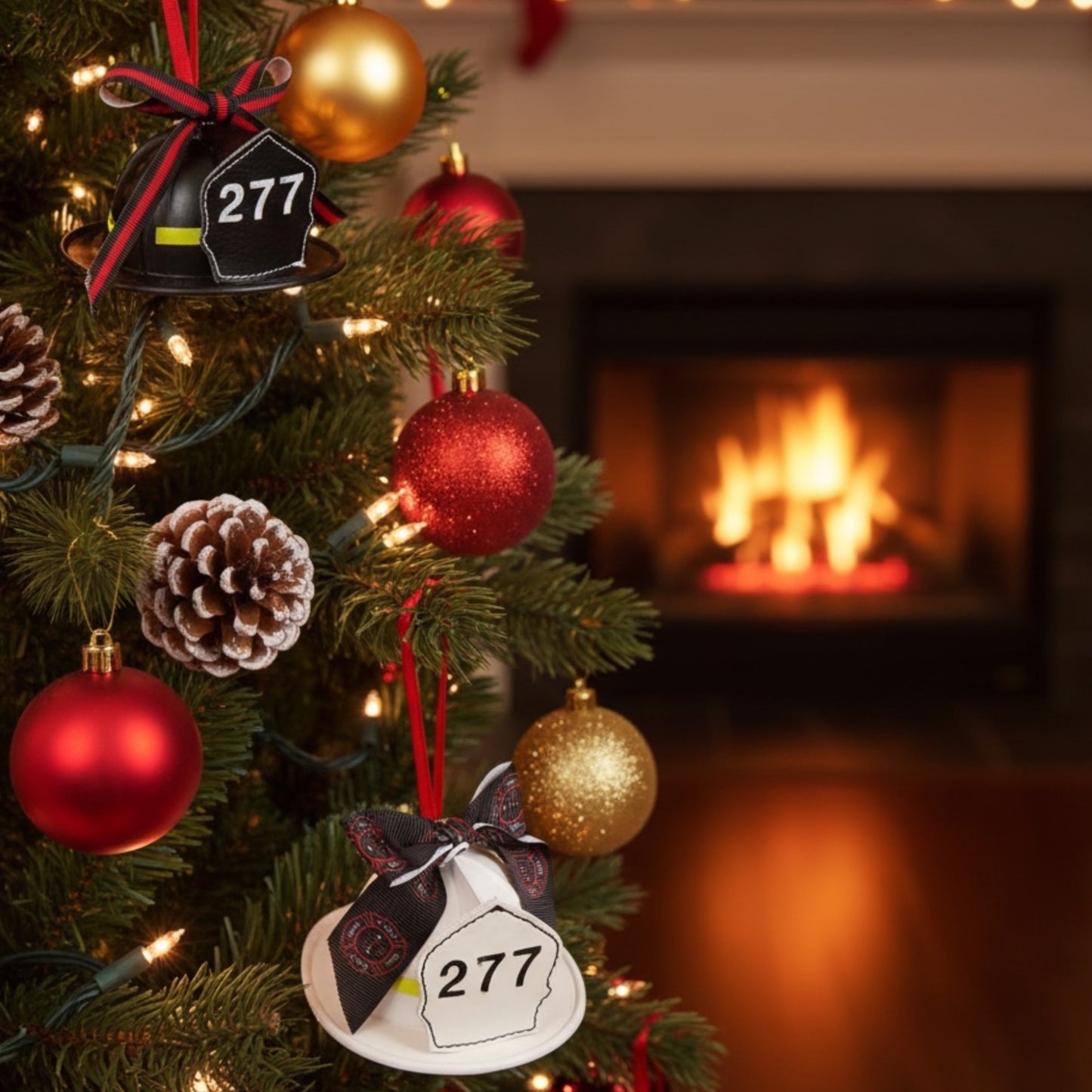 Firefighter Helmet Christmas Ornament | Personalized Handmade Firefighter Gift