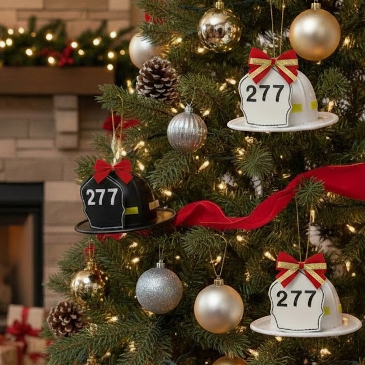 Firefighter Helmet Christmas Ornament | Personalized Handmade Firefighter Gift