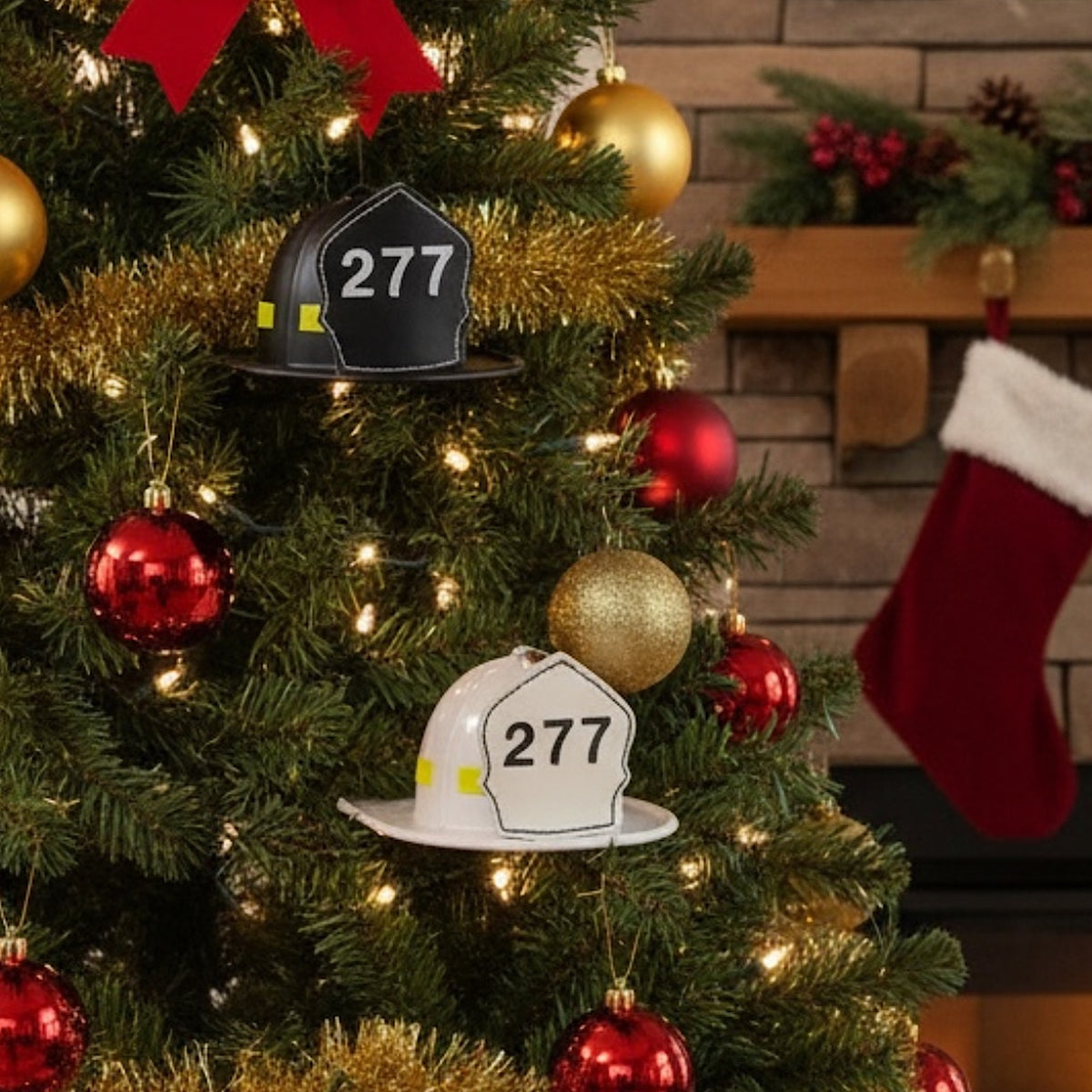 Firefighter Helmet Christmas Ornament | Personalized Handmade Firefighter Gift