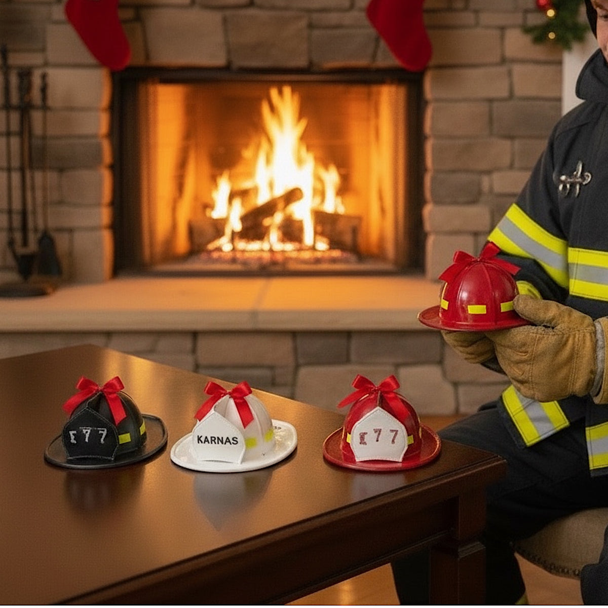 Firefighter Helmet Christmas Ornament | Personalized Handmade Firefighter Gift