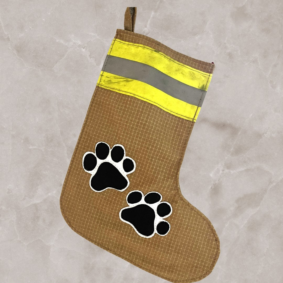 Firefighter Christmas Dog Paw Stocking
