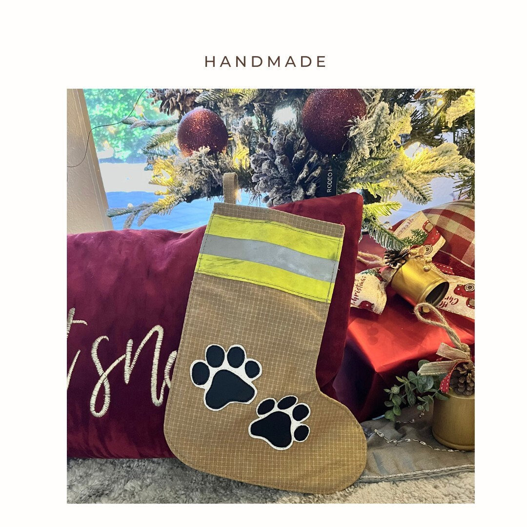Firefighter Christmas Dog Paw Stocking