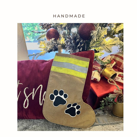 Firefighter Christmas Dog Paw Stocking