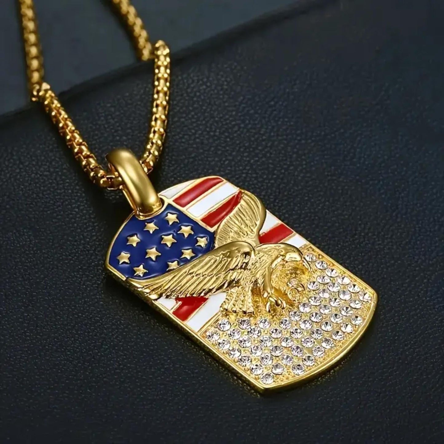 American Flag Eagle Pendant First Responder Necklace Gift