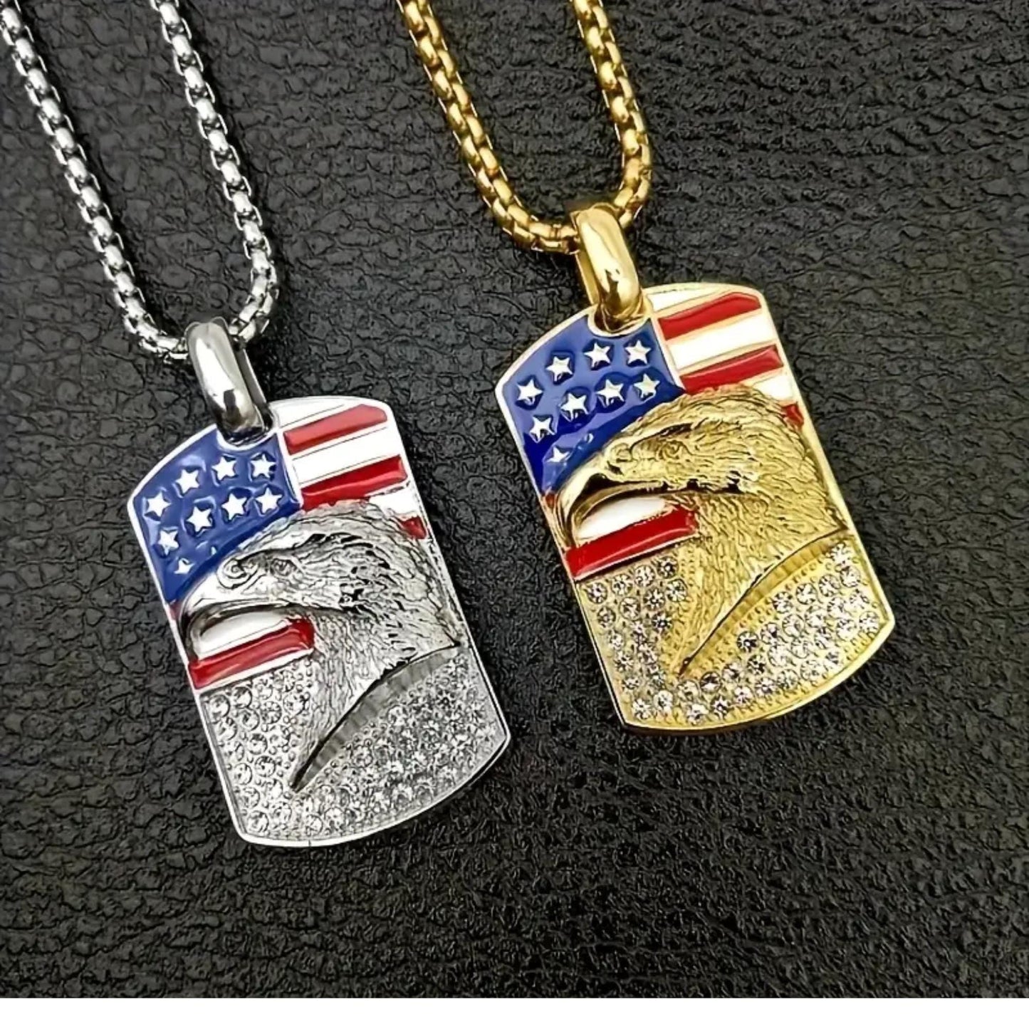 American Flag Eagle Pendant First Responder Necklace Gift