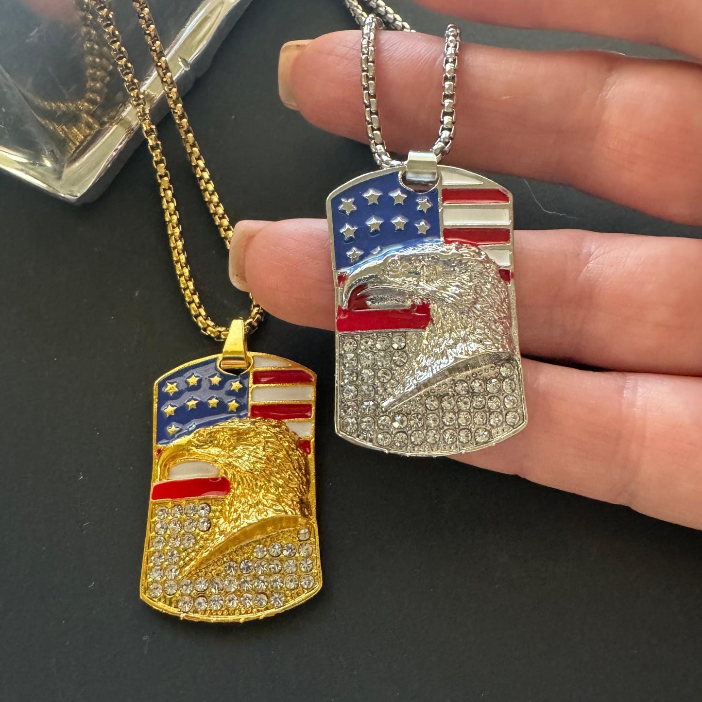 American Flag Eagle Pendant First Responder Necklace Gift