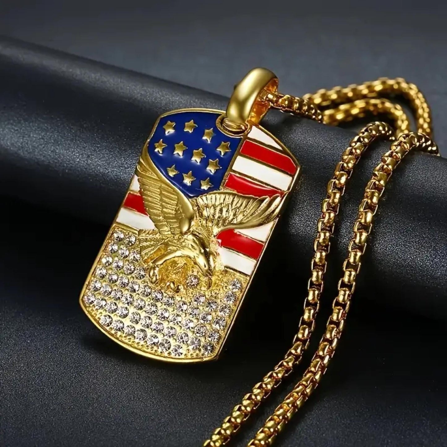 American Flag Eagle Pendant First Responder Necklace Gift