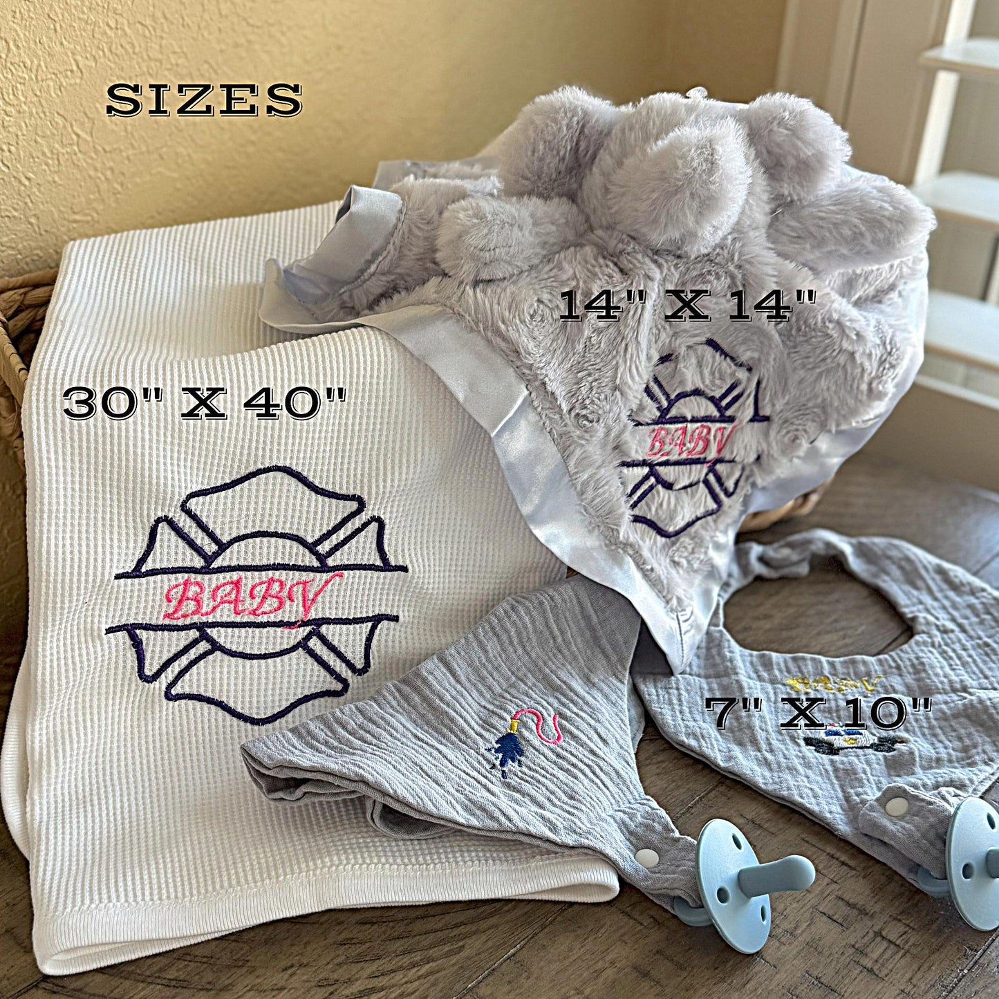 Embroidered Blanket, Bib & Plush Lovey