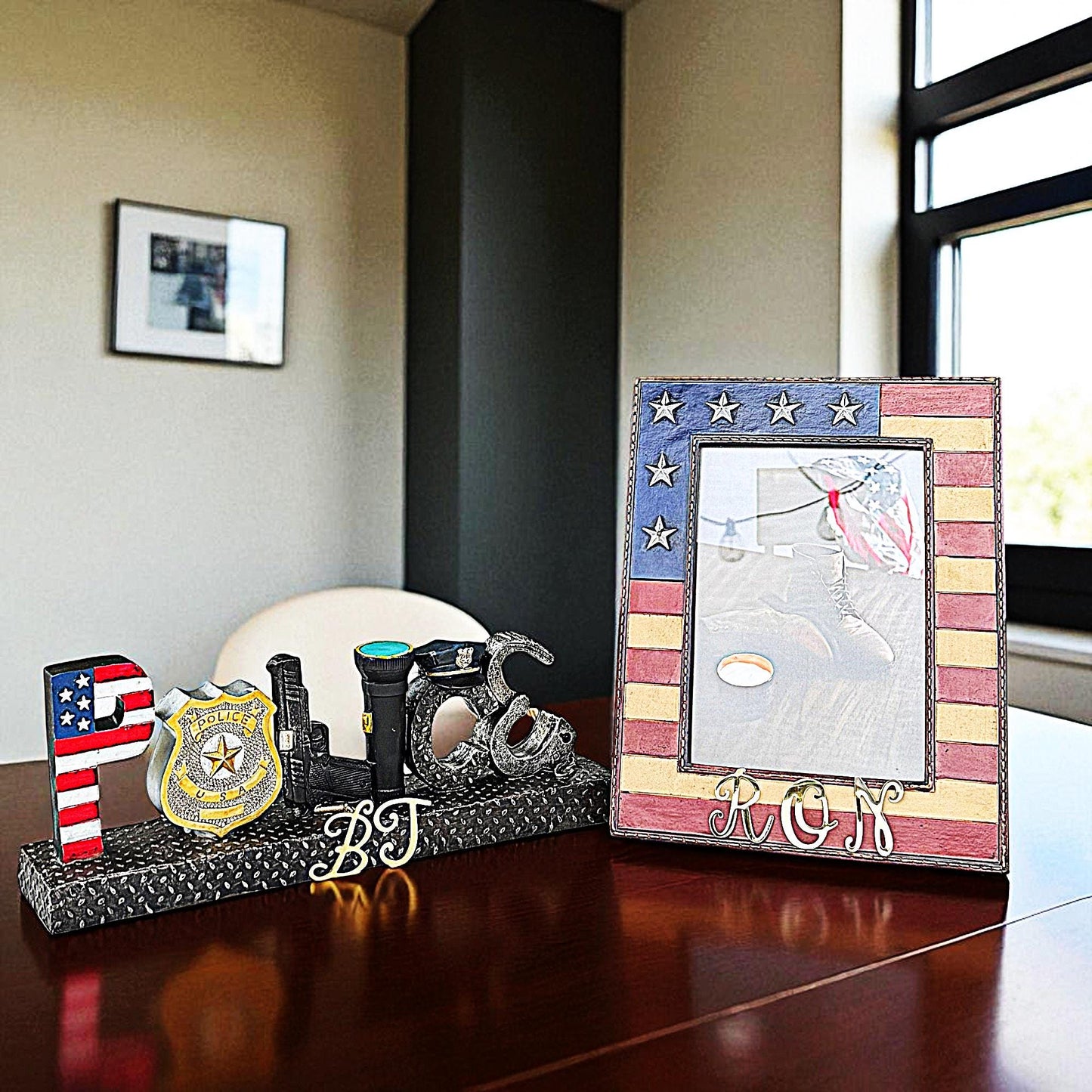 Personalized Police Statue and Photo Frame