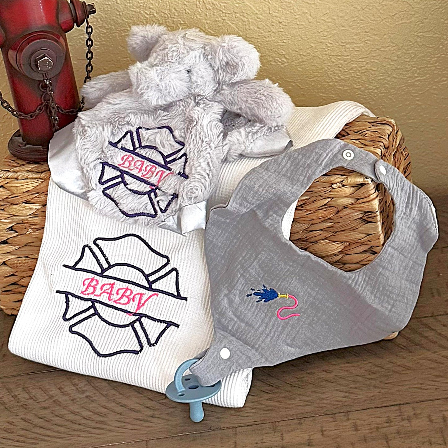 Embroidered Blanket, Bib & Plush Lovey