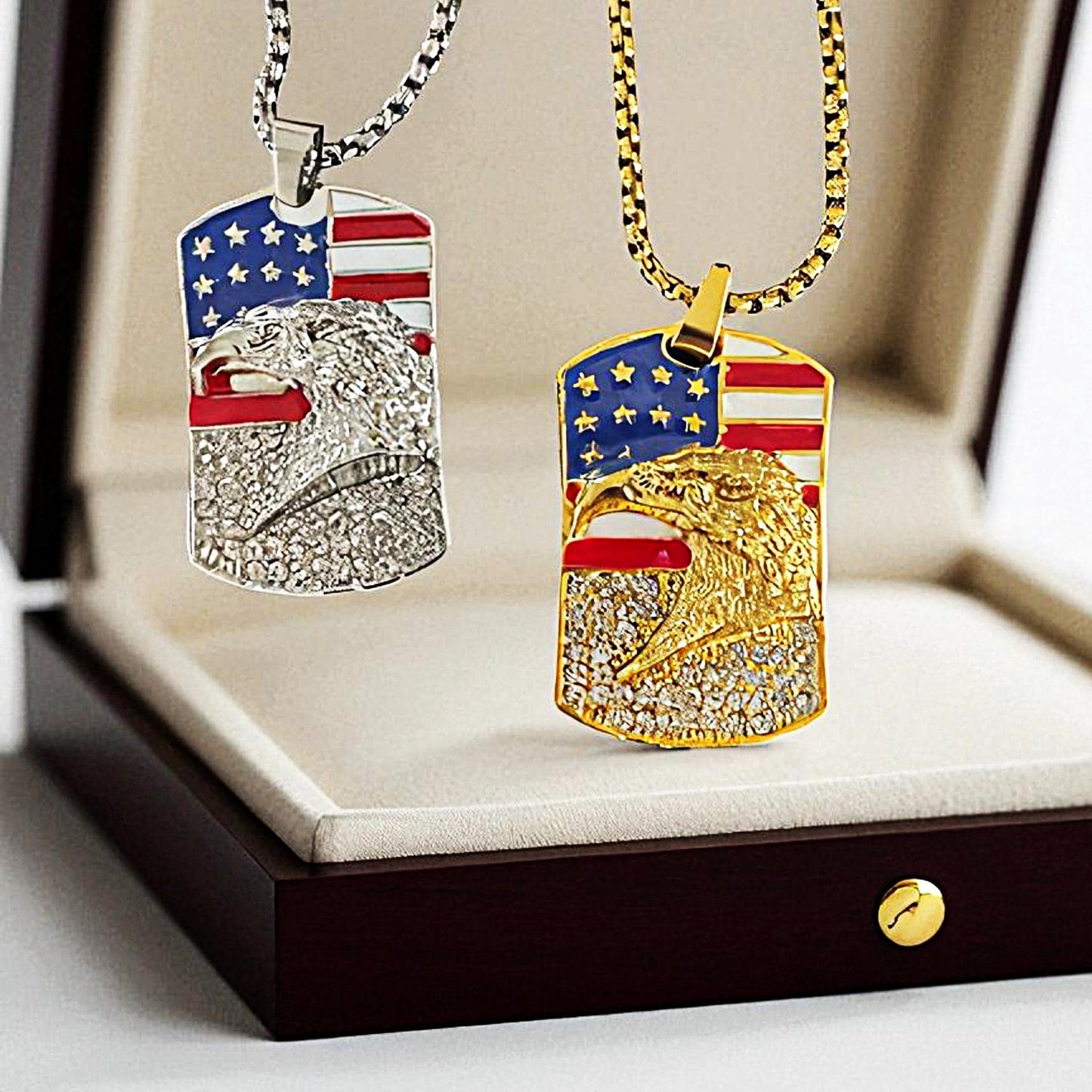 American Flag Eagle Pendant First Responder Necklace Gift