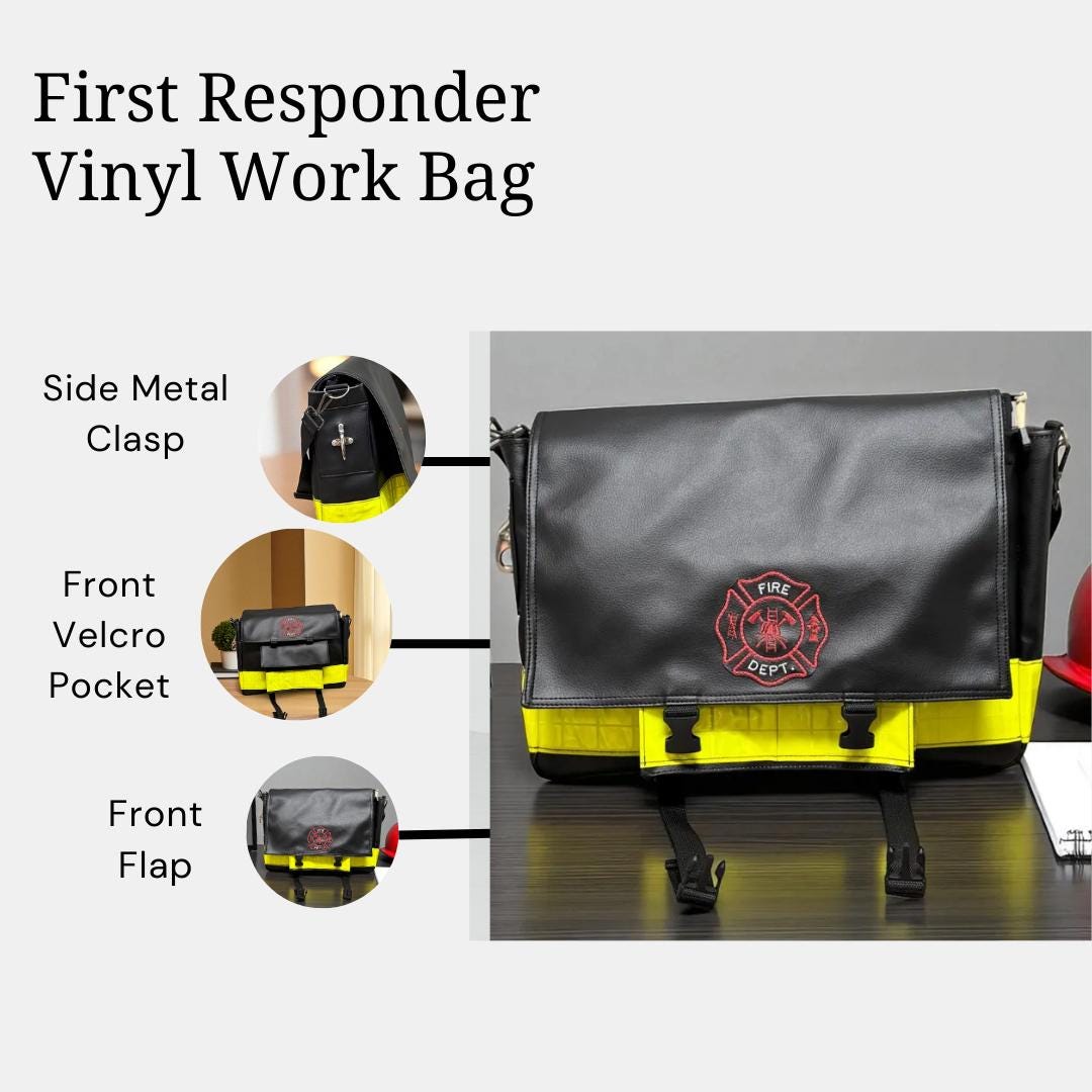 Firefighter Vinyl Work Messenger Bag