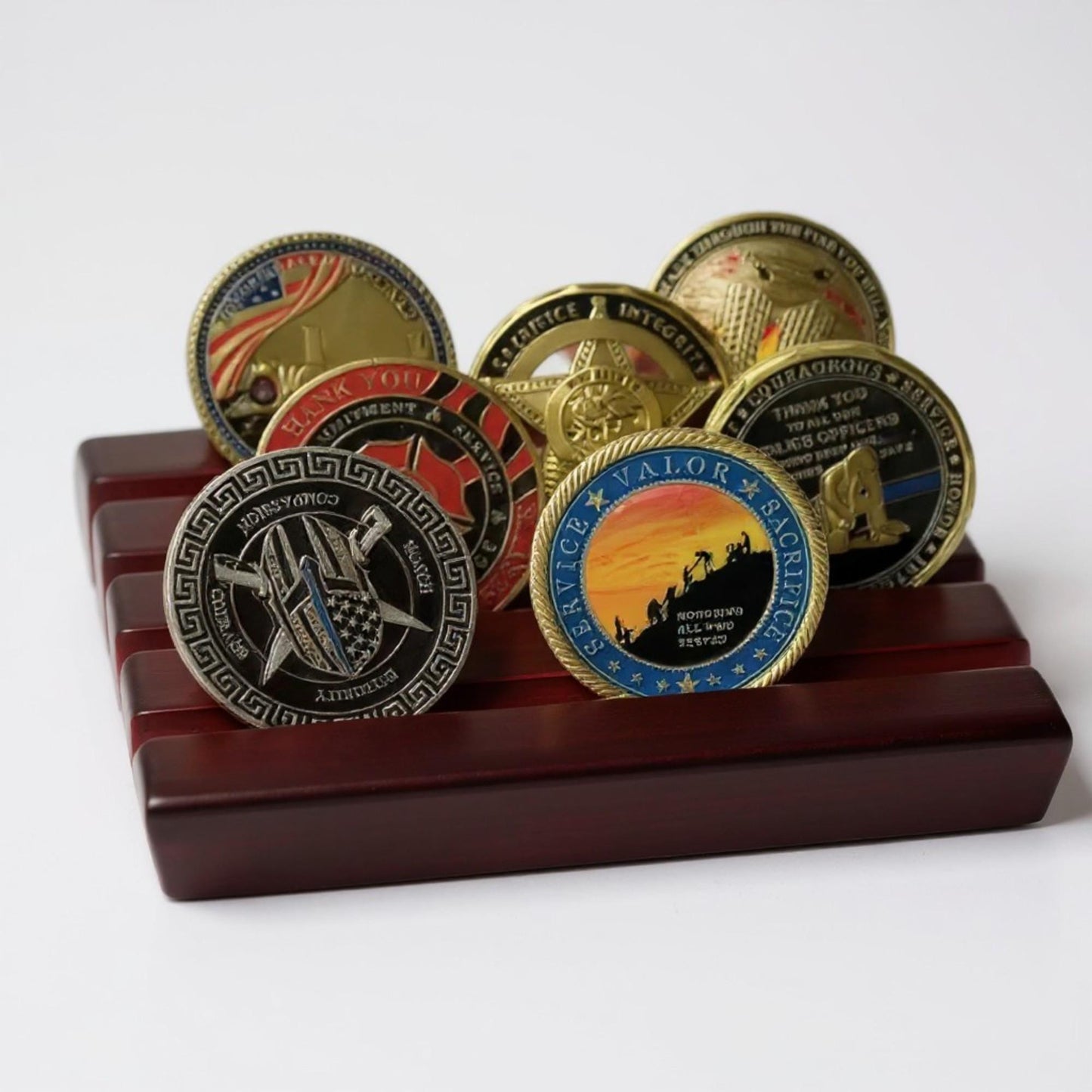 Military Wood Challenge Coin Display