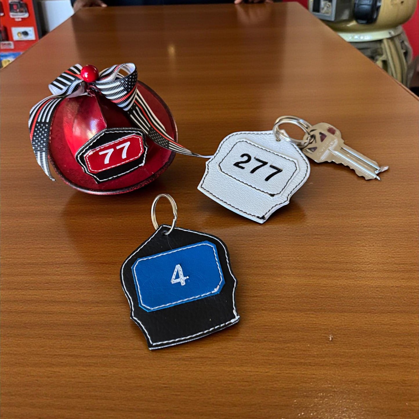 Personalized Firefighter Leather Key Chain