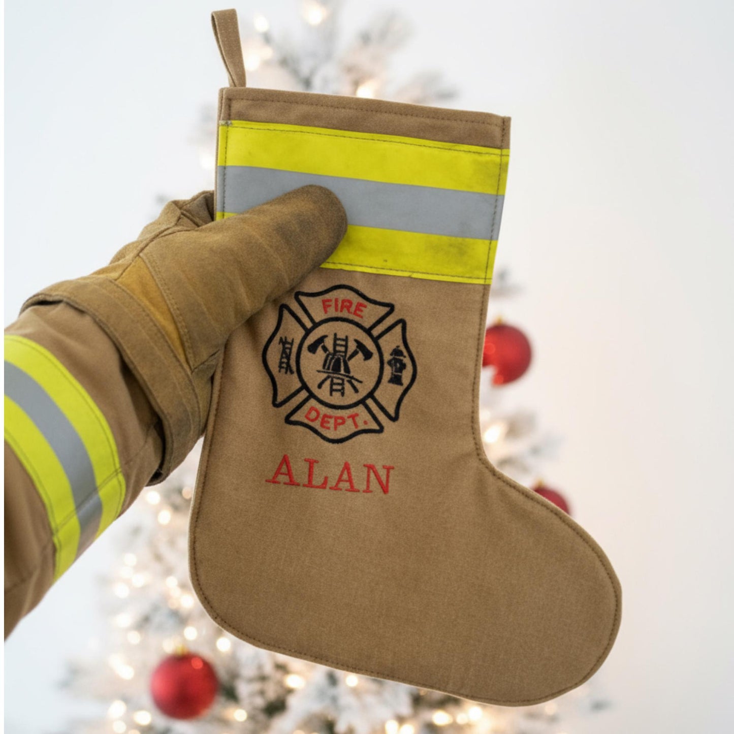 Embroidered Firefighter Christmas Stocking