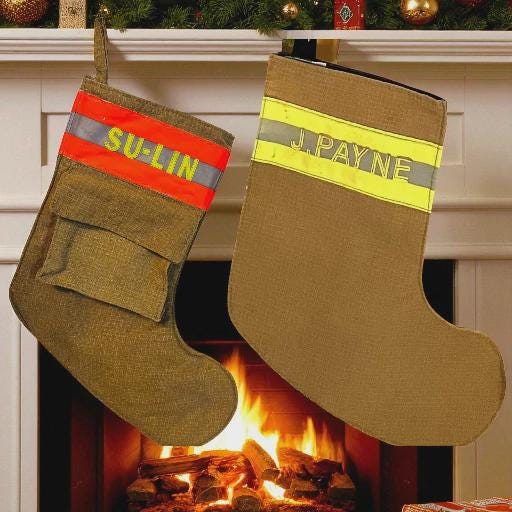 Embroidered Firefighter Christmas Stocking