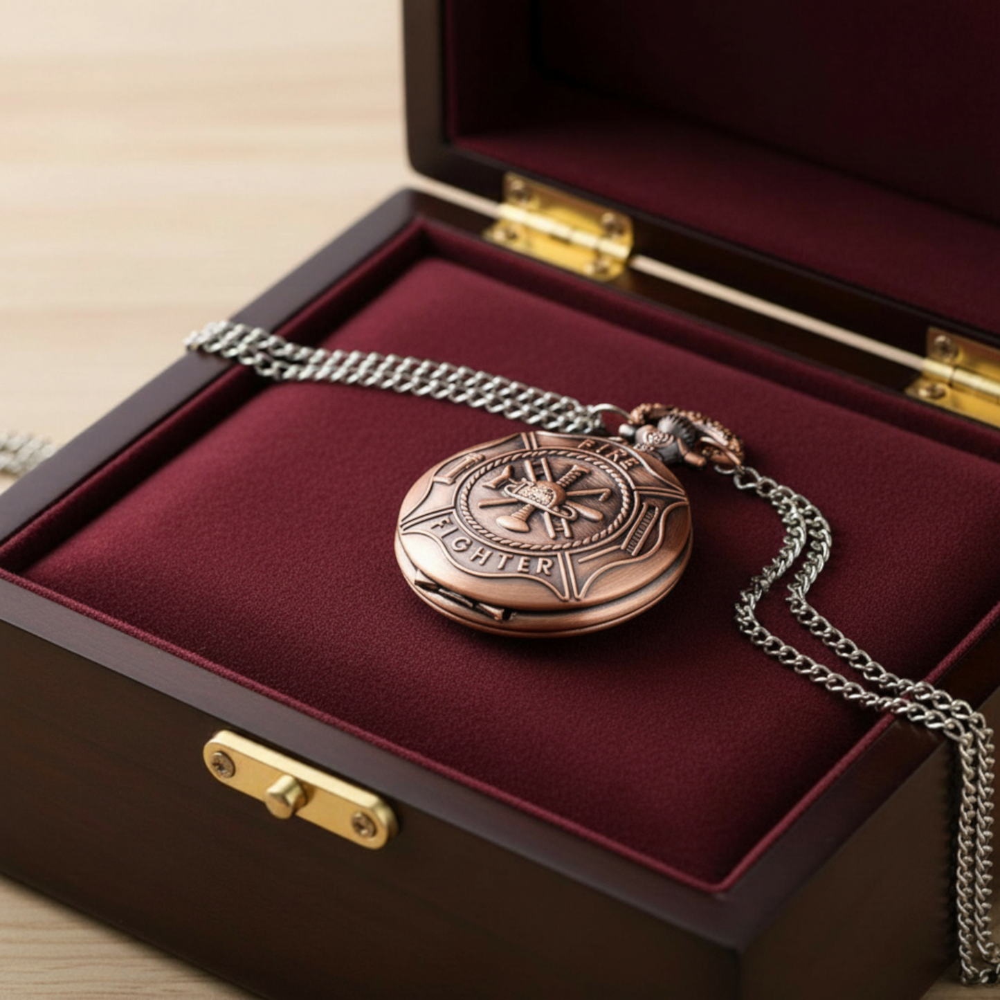 Firefighter Engraved Vintage Bronze Wallet Watch