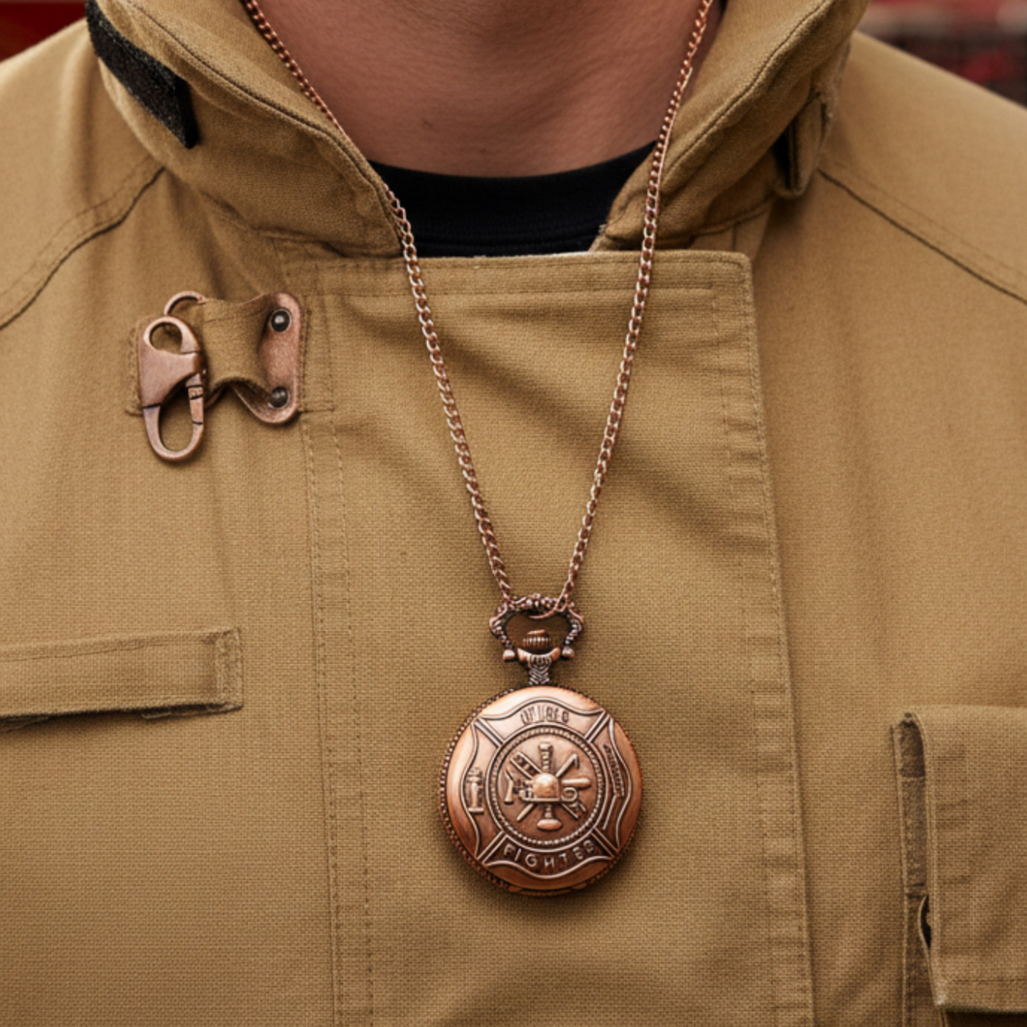 Firefighter Engraved Vintage Bronze Wallet Watch