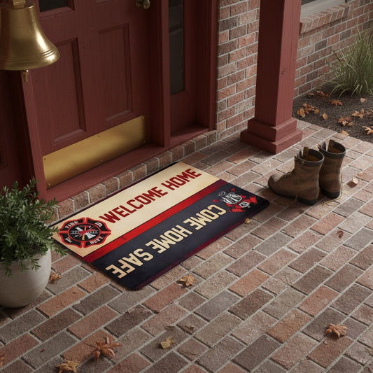 Firefighter Welcome Home Doormat – Firefighter Decor Gift for Firefighter Families