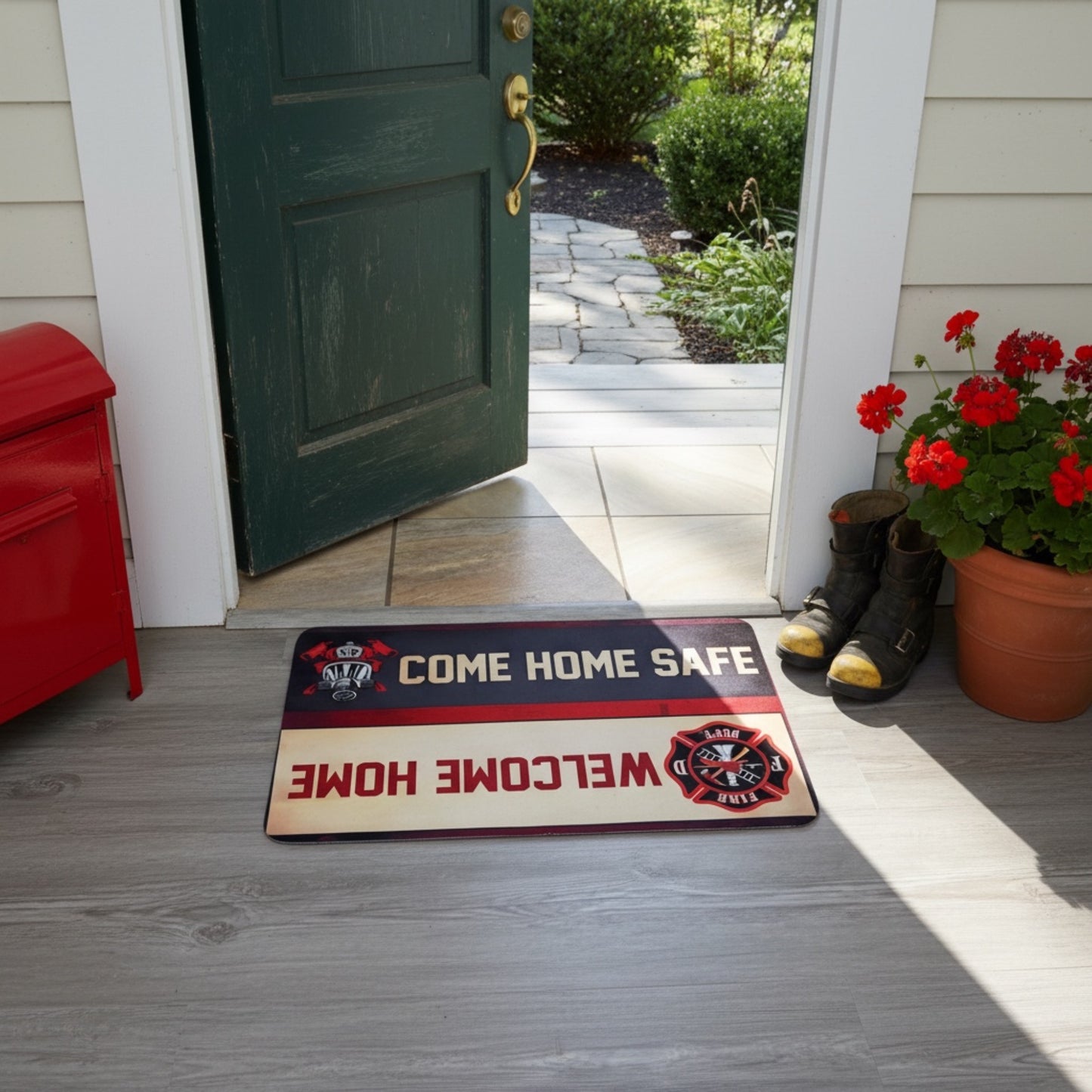 Firefighter Welcome Home Doormat – Firefighter Decor Gift for Firefighter Families