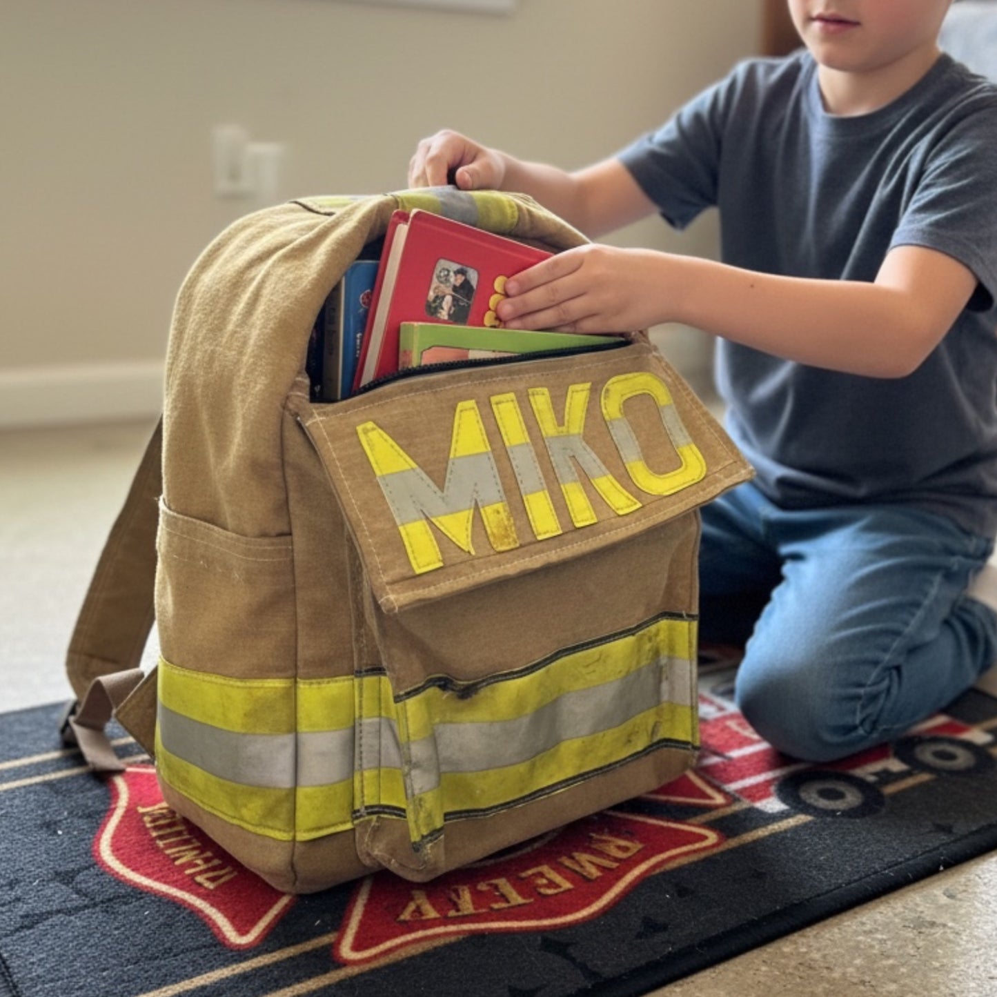Personalized Kids Firefighter Turnout Gear Backpack