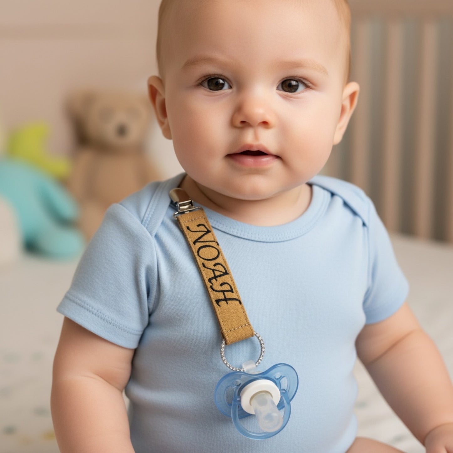 Personalized Embroidered Firefighter Baby Pacifier Clip