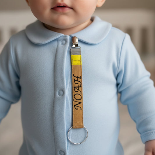 Personalized Embroidered Firefighter Baby Pacifier Clip